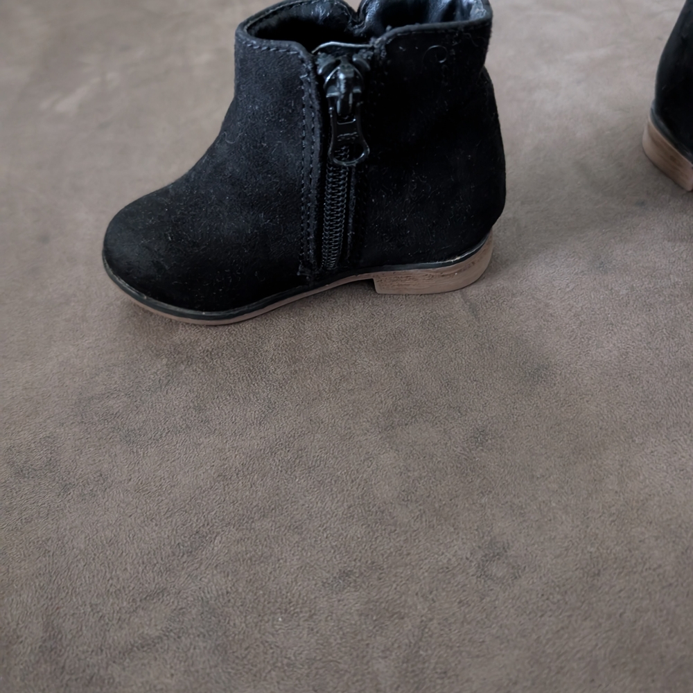 Cat & Jack Black Ankle Boots with Side Zipper